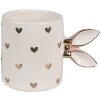 Clayre & Eef 6CE1686 Mug White Gold 13x9x9cm 300ml Elegant Design