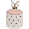 Clayre & Eef 6CE1687 Storage Pot Ø 9x14 cm White Pink