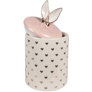 Clayre & Eef 6CE1688 Storage Pot Ø 11x22 cm White Pink