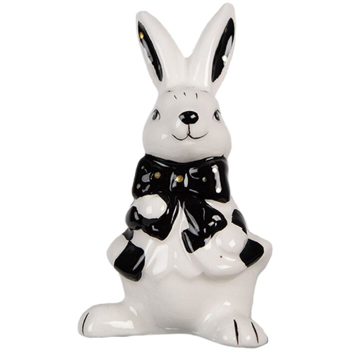 Clayre & Eef 6CE1691 Decorative Statue Rabbit White Black 5x4x9 cm