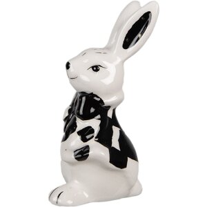 Clayre & Eef 6CE1691 Decorative Statue Rabbit White Black 5x4x9 cm