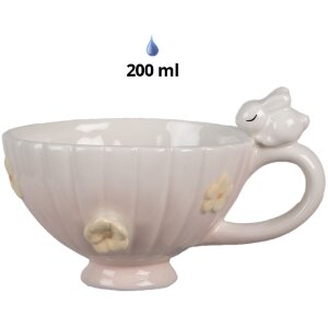 Clayre & Eef 6CE1699 Coffee Cup with Saucer Pink 200ml 14x11x9cm 14x13x5cm