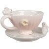 Clayre & Eef 6CE1699 Coffee Cup with Saucer Pink 200ml 14x11x9cm 14x13x5cm