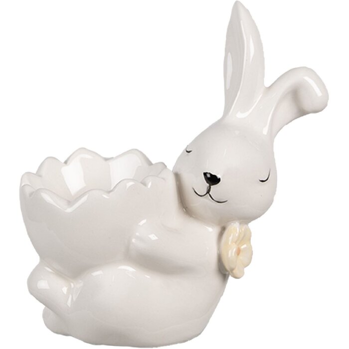 Clayre & Eef 6CE1700 Eggcup Bunny White 10x6x11 cm Country style