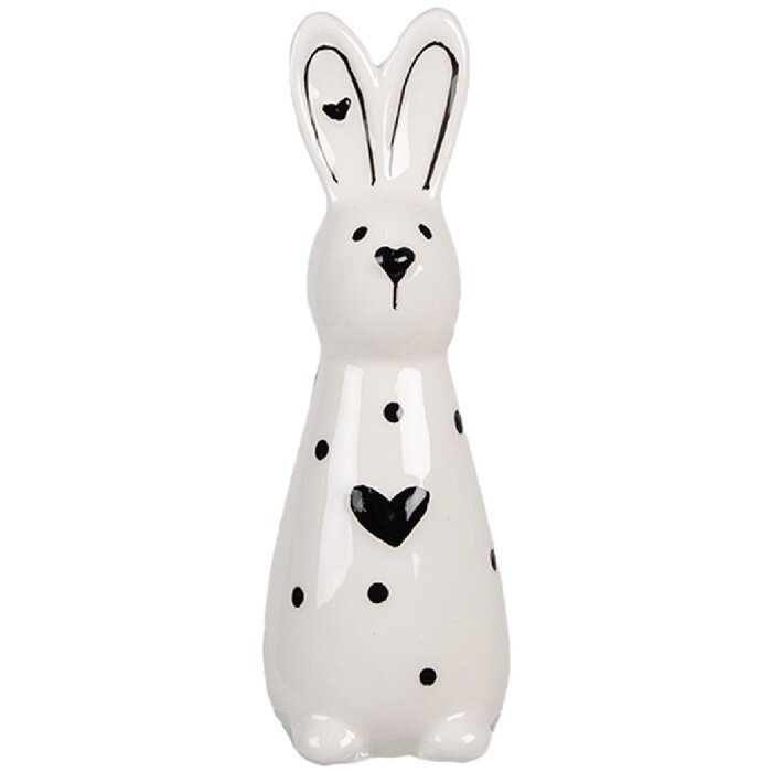 Clayre & Eef 6CE1705 Decoration Statue Rabbit 5x4x13 cm White Black