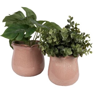 Clayre & Eef 6CE1714P Flower Pot Pink Ø 16x15 cm Ceramic Wavy Edge