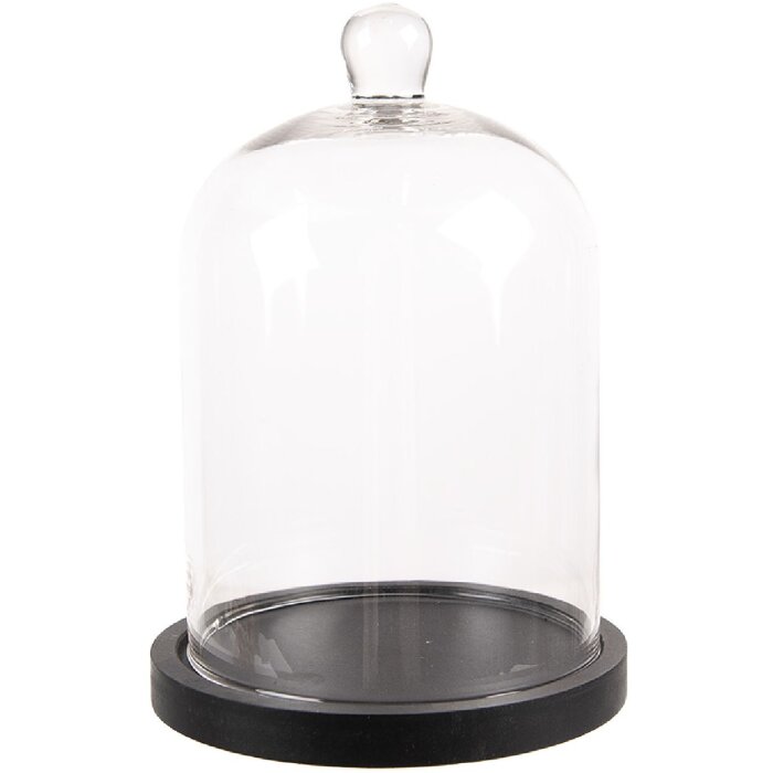 Clayre & Eef 6GL4485 Glass Bell Jar Transparent Brown Country Style Ø 15x21 cm