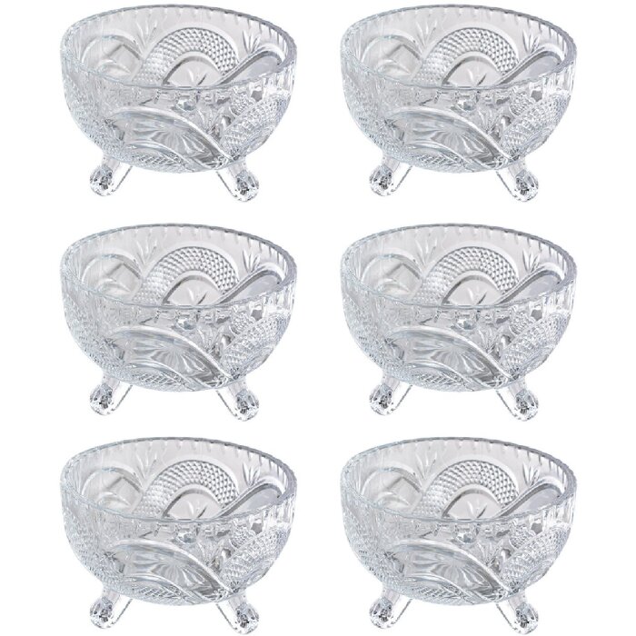 Clayre & Eef 6GL4869 Bowl Set 6 pieces Transparent Ø 10x6 cm