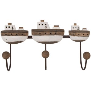 Clayre & Eef 6H2332 Coat rack White Brown 38x10x20 cm