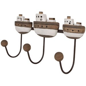 Clayre & Eef 6H2332 Coat rack White Brown 38x10x20 cm