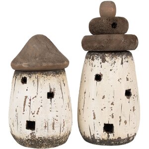 Clayre & Eef 6H2335 Lighthouse Decoration White Brown Ø 11x23 cm