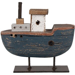 Clayre & Eef 6H2337 Decorative Boat Grey Blue 10x3x10 cm