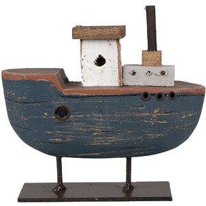 Clayre & Eef 6H2337 Decorative Boat Grey Blue 10x3x10 cm