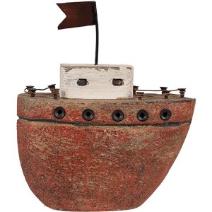 Clayre & Eef 6H2339 Decorative Mini Model Boat Red 10x4x12 cm Shabby Chic