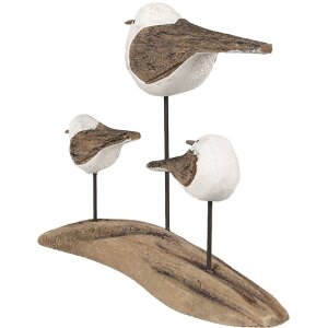 Clayre & Eef 6H2346 Decorative Birds 17x5x14 cm Brown White