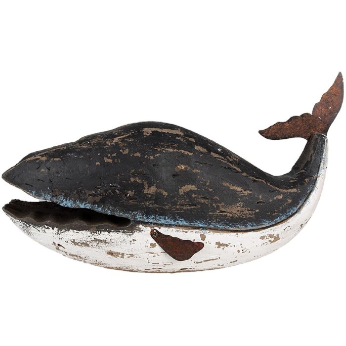 Clayre & Eef 6H2349 Decorative Whale 36x15x23 cm Black White