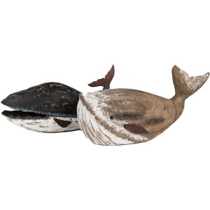 Clayre & Eef 6H2349 Decorative Whale 36x15x23 cm Black White