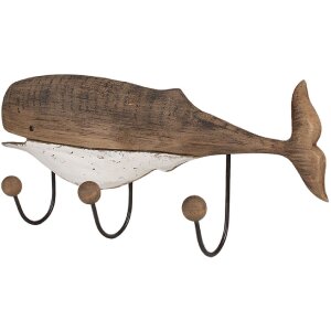 Clayre & Eef 6H2350 Coat rack Brown White 53x10x23 cm...