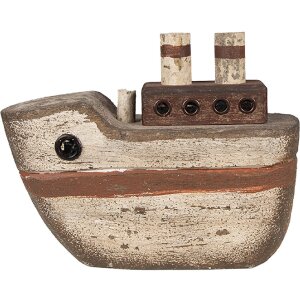 Clayre & Eef 6H2352 Decorative boat 15x6x12 cm Beige Brown - Maritime flair