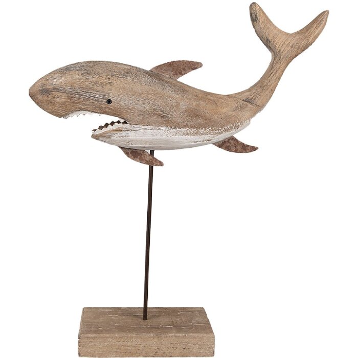 Clayre & Eef 6H2354 Decorative Shark Brown 34x8x39 cm Maritime Home Accessory