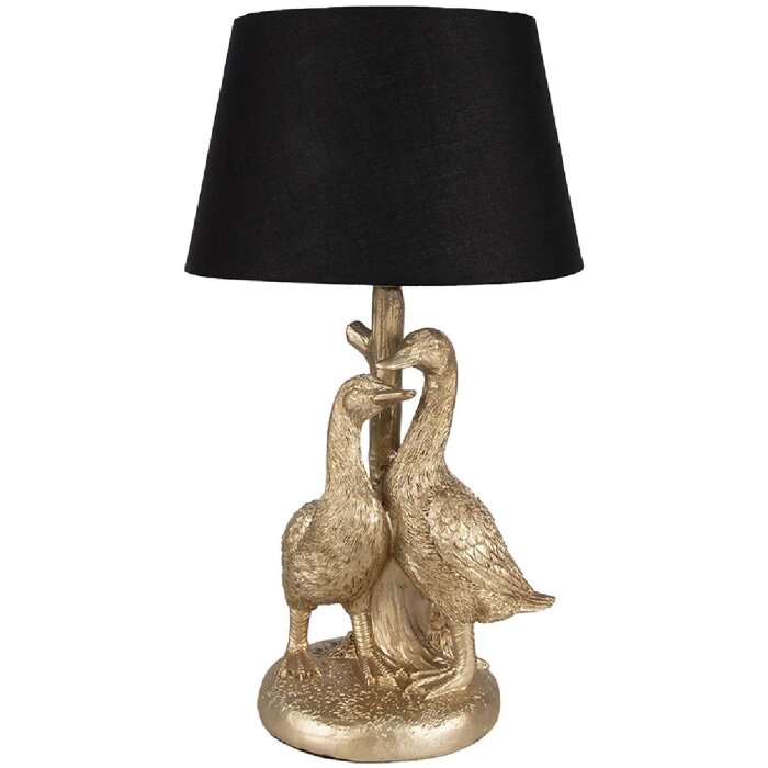 Clayre & Eef 6LMC0080 Table Lamp Geese Gold Coloured Black Ø 20x37 cm E27