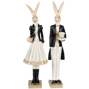 Clayre & Eef 6PR4002 Decorative Rabbit Beige Black 7x6x32 cm Cylinder