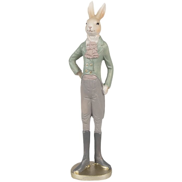 Clayre & Eef 6PR4010 Decorative Rabbit Beige/Green 11x8x40 cm