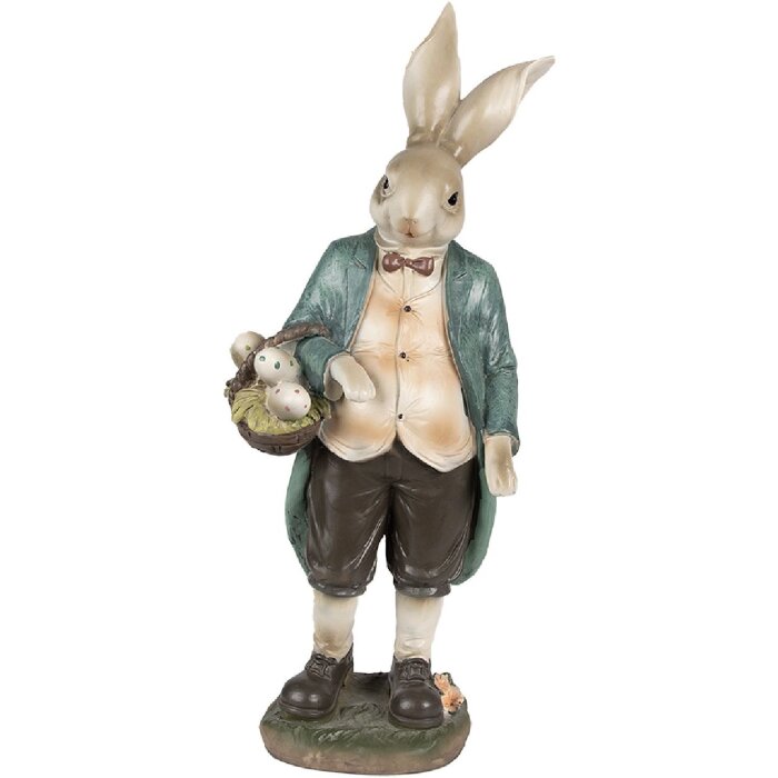 Clayre & Eef 6PR4023 Decorative Rabbit 17x10x38 cm Brown Green