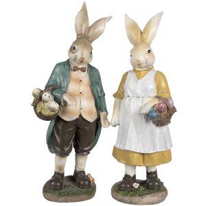 Clayre & Eef 6PR4023 Decorative Rabbit 17x10x38 cm Brown Green