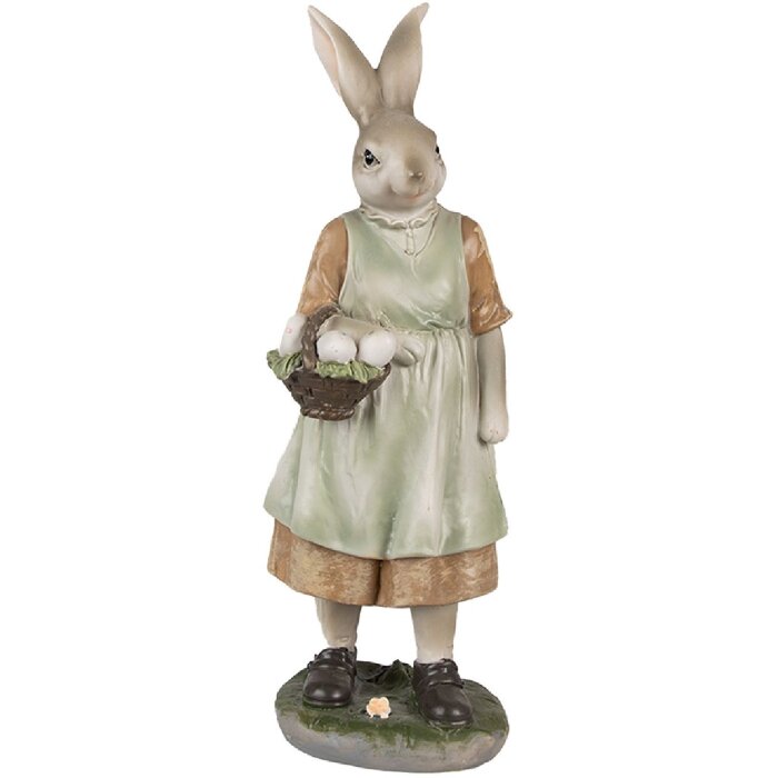 Clayre & Eef 6PR4026 Decorative Rabbit Brown Green 9x8x25 cm Polyresin