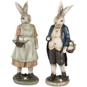 Clayre & Eef 6PR4026 Decorative Rabbit Brown Green 9x8x25 cm Polyresin