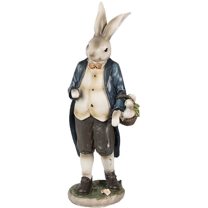 Clayre & Eef 6PR4027 Decorative Rabbit Brown Blue 9x7x25 cm