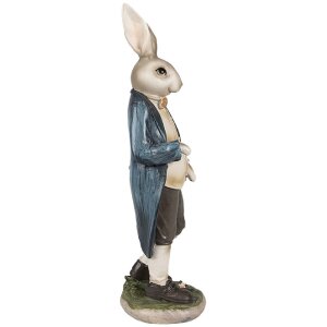 Clayre & Eef 6PR4027 Decorative Rabbit Brown Blue 9x7x25 cm