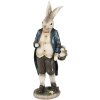 Clayre & Eef 6PR4027 Decorative Rabbit Brown Blue 9x7x25 cm