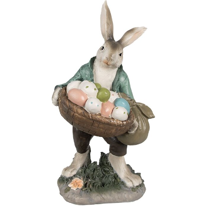 Clayre & Eef 6PR4028 Decorative Rabbit 18x16x32cm Brown Green