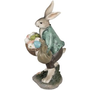 Clayre & Eef 6PR4028 Decorative Rabbit 18x16x32cm Brown Green