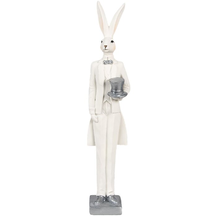 Clayre & Eef 6PR4036 Decorative Rabbit White 6x7x32 cm Polyresin