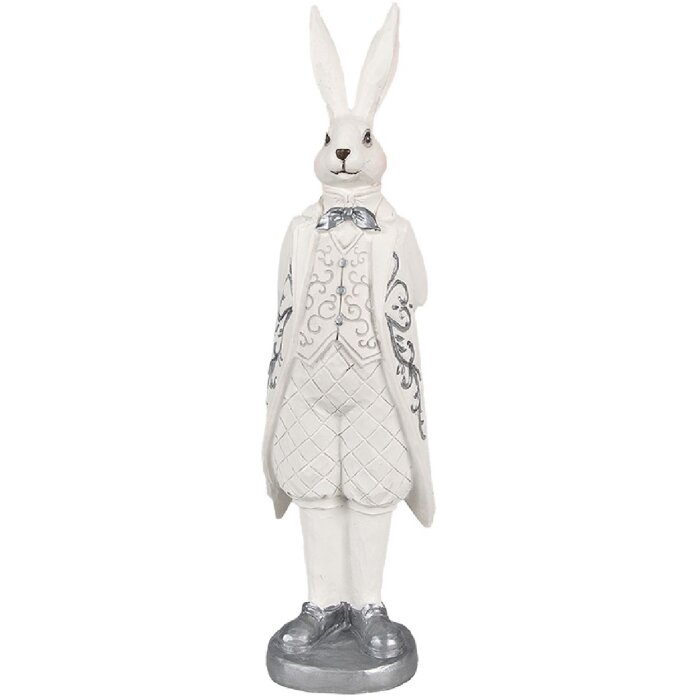 Clayre & Eef 6PR4038 Decorative Rabbit White Silver-coloured 9x8x30 cm