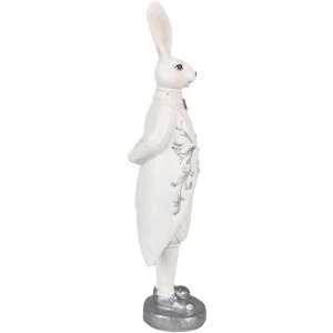 Clayre & Eef 6PR4038 Decorative Rabbit White Silver-coloured 9x8x30 cm