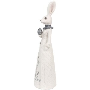 Clayre & Eef 6PR4039 Decorative Rabbit White Silver-coloured 10x9x30 cm