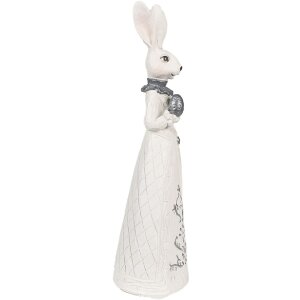 Clayre & Eef 6PR4039 Decorative Rabbit White Silver-coloured 10x9x30 cm