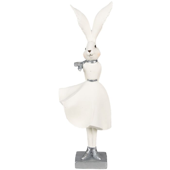 Clayre & Eef 6PR4048 Decorative Rabbit White Silver 13x11x37 cm