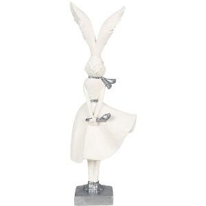 Clayre & Eef 6PR4048 Decorative Rabbit White Silver 13x11x37 cm