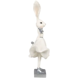 Clayre & Eef 6PR4048 Decorative Rabbit White Silver 13x11x37 cm