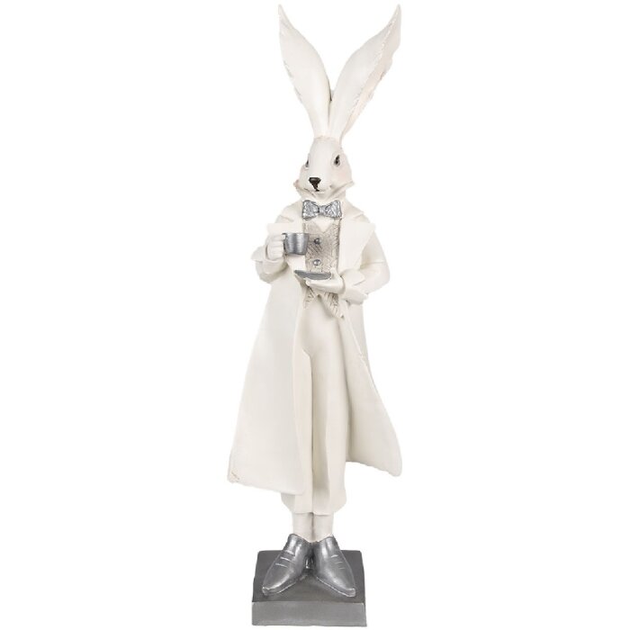 Clayre & Eef 6PR4049 Decorative Rabbit White Silver 14x12x47 cm