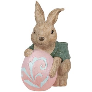 Clayre & Eef 6PR4050 Flower Pot Rabbit Brown Green 27x16x30 cm