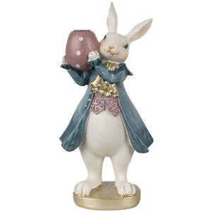 Clayre & Eef 6PR4057 Candle Holder Rabbit White Blue...