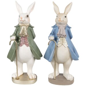 Clayre & Eef 6PR4058 Decorative Rabbit 12x9x26cm Beige Green