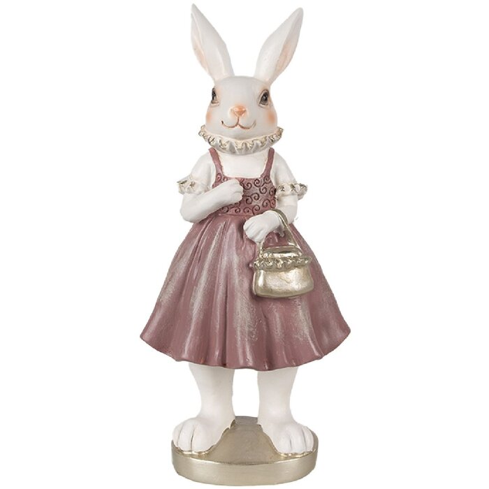 Clayre & Eef 6PR4059 Decorative Rabbit White Pink 12x10x27 cm