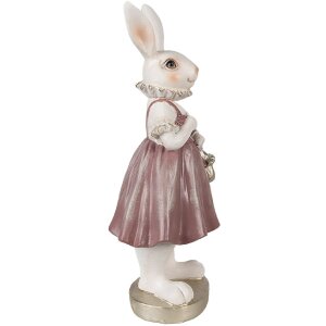 Clayre & Eef 6PR4059 Decorative Rabbit White Pink 12x10x27 cm